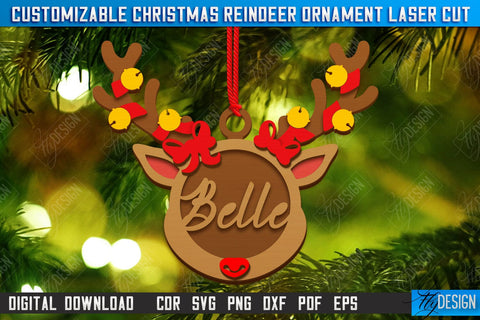 Personalized Hanging Tree Toy Laser Cut | Christmas Reindeer Ornament | Christmas Family Photo Frame | CNC File SVG Fly Design 