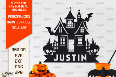 Personalized Haunted House Laser Cut. Halloween Decor SVG SVG Evgenyia Guschina 