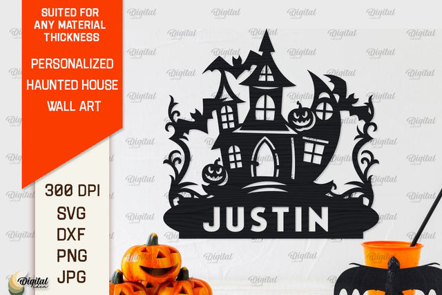 Personalized Haunted House Laser Cut. Halloween Decor SVG SVG Evgenyia Guschina 