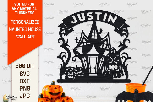 Personalized Haunted House Laser Cut. Halloween Decor SVG SVG Evgenyia Guschina 