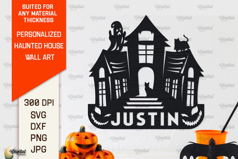 Personalized Haunted House Laser Cut. Halloween Decor SVG SVG Evgenyia Guschina 