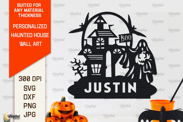 Personalized Haunted House Laser Cut. Halloween Decor SVG SVG Evgenyia Guschina 