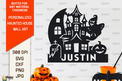 Personalized Haunted House Laser Cut. Halloween Decor SVG SVG Evgenyia Guschina 