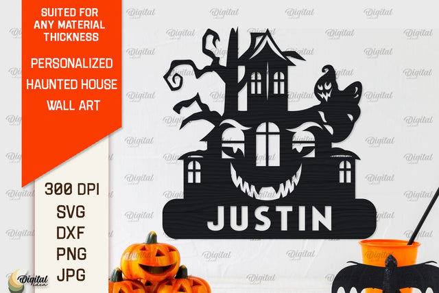 Personalized Haunted House Laser Cut. Halloween Decor SVG SVG Evgenyia Guschina 