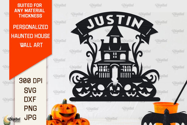 Personalized Haunted House Laser Cut. Halloween Decor SVG SVG Evgenyia Guschina 