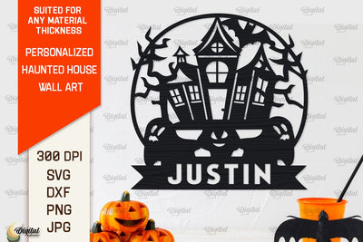 Personalized Haunted House Laser Cut. Halloween Decor SVG SVG Evgenyia Guschina 