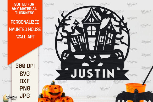 Personalized Haunted House Laser Cut. Halloween Decor SVG SVG Evgenyia Guschina 