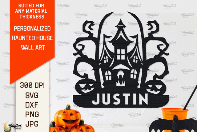 Personalized Haunted House Laser Cut. Halloween Decor SVG SVG Evgenyia Guschina 