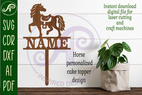 Personalized Horse design 2 cake topper SVG laser cut SVG APInspireddesigns 