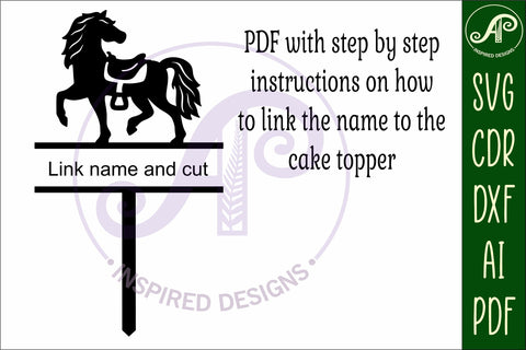 Personalized Horse design 2 cake topper SVG laser cut SVG APInspireddesigns 
