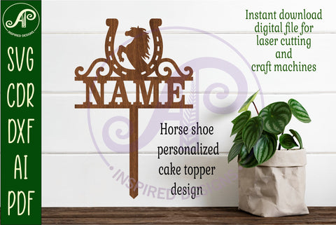 Personalized horse shoe cake topper SVG laser cut SVG APInspireddesigns 