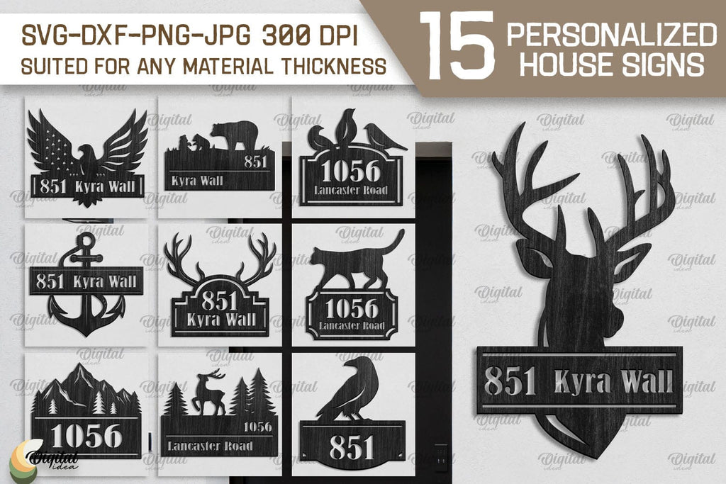 Personalized House Signs Laser Cut Bundle. Home Decor SVG - So Fontsy