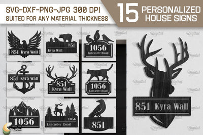 Personalized House Signs Laser Cut Bundle. Home Decor SVG SVG Evgenyia Guschina 