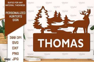 Personalized Hunter Sign Laser Cut. Wall Hunter Sign SVG SVG Evgenyia Guschina 