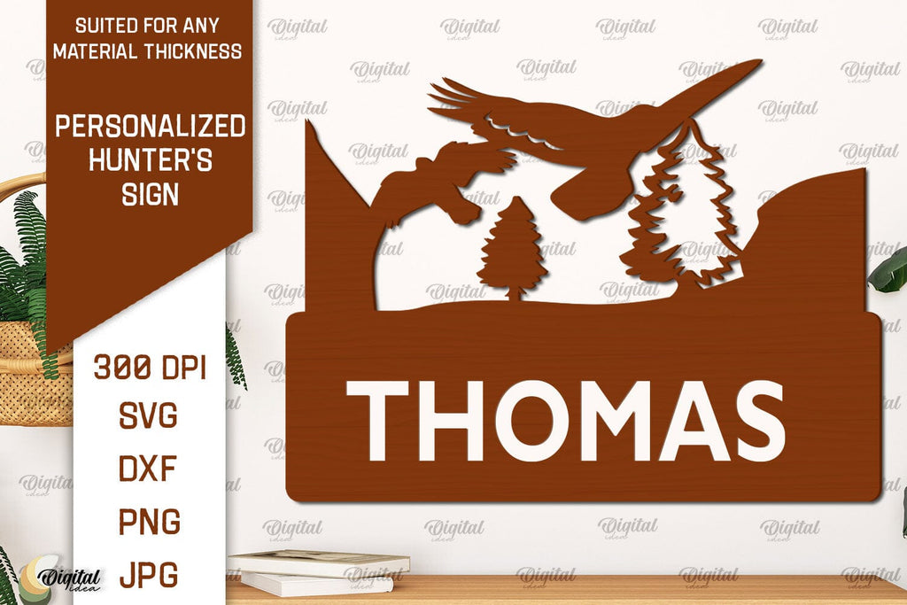 Personalized Hunter Sign Laser Cut. Wall Hunter Sign SVG - So Fontsy
