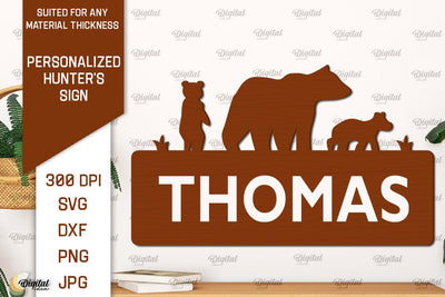 Personalized Hunter Sign Laser Cut. Wall Hunter Sign SVG SVG Evgenyia Guschina 