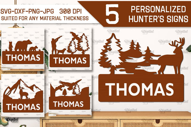 Personalized Hunter's Signs Laser Cut Bundle SVG Evgenyia Guschina 