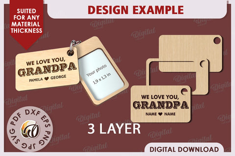 Personalized Keychain for Grandpa. Family Keychain Laser Cut SVG Evgenyia Guschina 