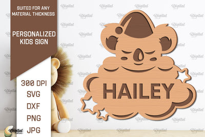 Personalized Kids Sign Laser Cut. Baby Room Art SVG Design SVG Evgenyia Guschina 