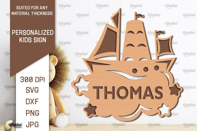 Personalized Kids Sign Laser Cut. Baby Room Art SVG Design SVG Evgenyia Guschina 