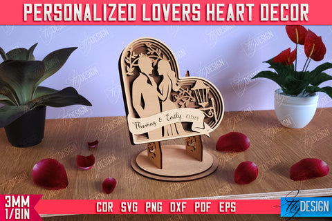 Personalized Lovers Heart Décor Bundle | Romantic Gift | Valentine's Day | Standing Heart | CNC Files SVG Fly Design 