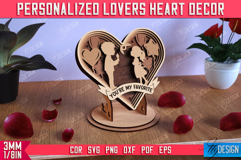 Personalized Lovers Heart Décor Bundle | Romantic Gift | Valentine's Day | Standing Heart | CNC Files SVG Fly Design 