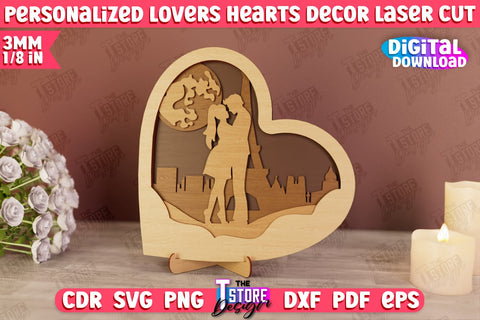 Personalized Lovers Heart Décor Bundle | Romantic Gift | Valentine's Day | Standing Heart | CNC Files SVG The T Store Design 