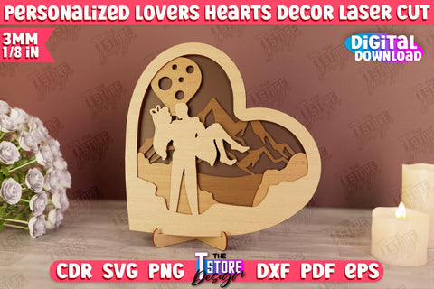 Personalized Lovers Heart Décor Bundle | Romantic Gift | Valentine's Day | Standing Heart | CNC Files SVG The T Store Design 