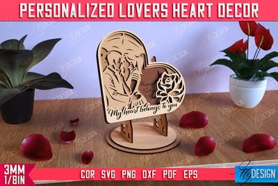 Personalized Lovers Heart Décor | Romantic Gift | Valentine's Day | Standing Heart | CNC File SVG Fly Design 