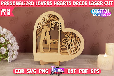 Personalized Lovers Heart Décor | Romantic Gift | Valentine's Day | Standing Heart | CNC File SVG The T Store Design 