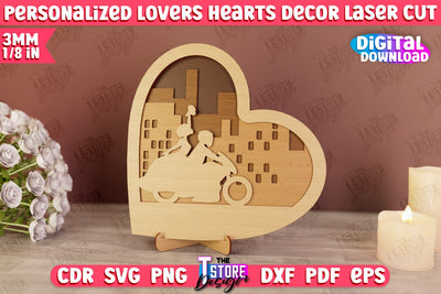 Personalized Lovers Heart Décor | Romantic Gift | Valentine's Day | Standing Heart | CNC File SVG The T Store Design 