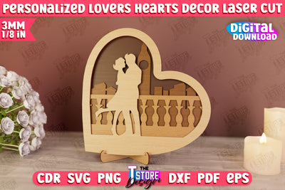 Personalized Lovers Heart Décor | Romantic Gift | Valentine's Day | Standing Heart | CNC File SVG The T Store Design 
