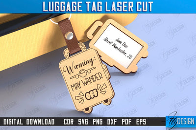 Personalized Luggage Tag Laser Cut | Travel Bag Tag | Suitcase Tag | CNC File SVG Fly Design 