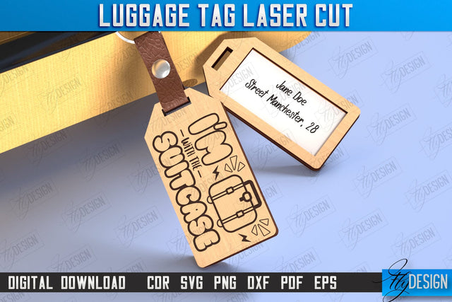 Personalized Luggage Tag Laser Cut | Travel Bag Tag | Suitcase Tag | CNC File SVG Fly Design 
