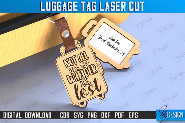 Personalized Luggage Tag Laser Cut | Travel Bag Tag | Suitcase Tag | CNC File SVG Fly Design 
