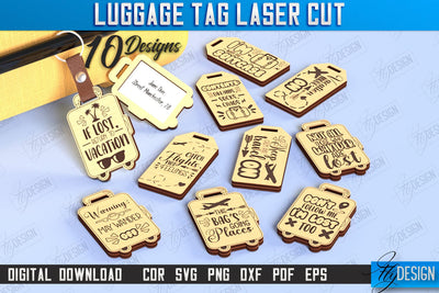 Personalized Luggage Tags Laser Cut Bundle | Travel Bag Tag | Suitcase Tag | CNC Files SVG Fly Design 