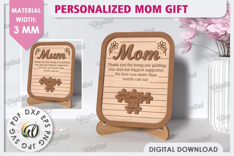 Personalized Mom Gift Laser Cut. Mother's Day Gift SVG SVG Evgenyia Guschina 