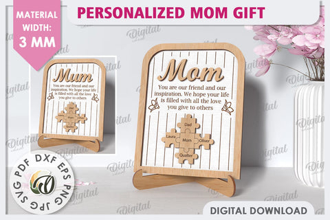 Personalized Mom Gift Laser Cut. Mother's Day Gift SVG SVG Evgenyia Guschina 