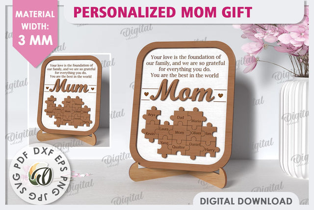 Personalized Mom Gift Laser Cut. Mother's Day Gift SVG SVG Evgenyia Guschina 