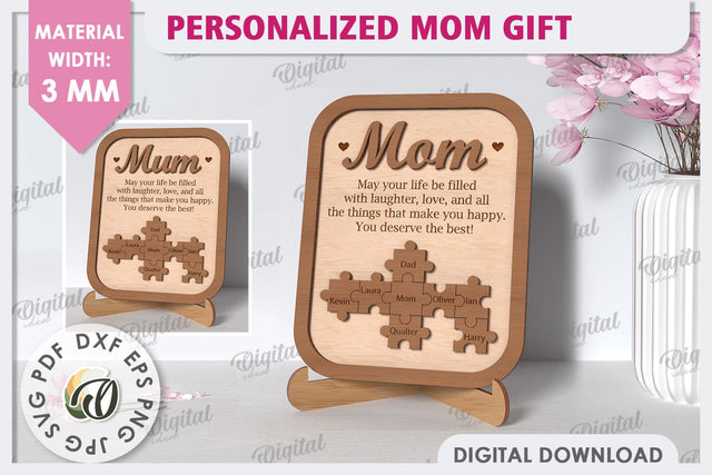 Personalized Mom Gift Laser Cut. Mother's Day Gift SVG SVG Evgenyia Guschina 