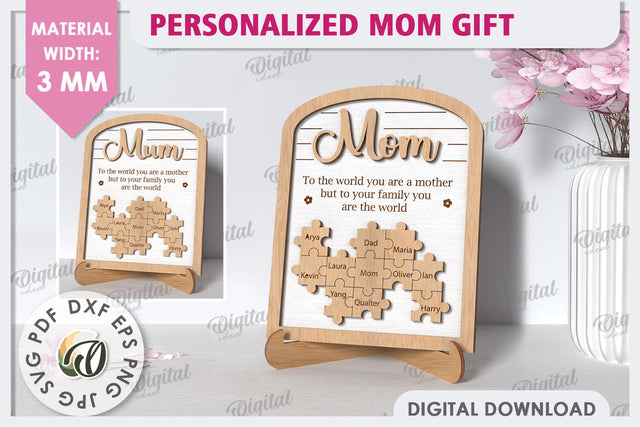Personalized Mom Gift Laser Cut. Mother's Day Gift SVG SVG Evgenyia Guschina 