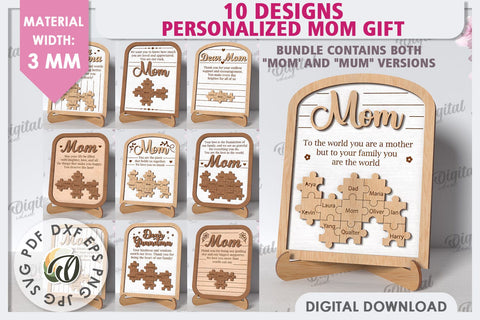 Personalized Mom Gift LaserCut Bundle. Mother's Day Gift SVG SVG Evgenyia Guschina 