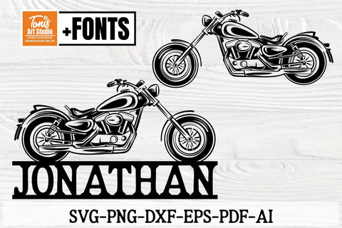 Personalized Motorcycle Name Sign | Custom Biker Wall Art | SVG PNG DXF EPS PDF AI Cut Files SVG TonisArtStudio 