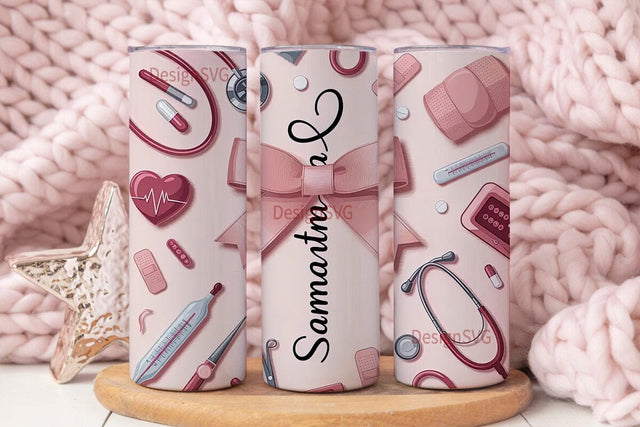 Personalized Nurse 20oz Tumbler Wrap Sublimation DesignSVG 
