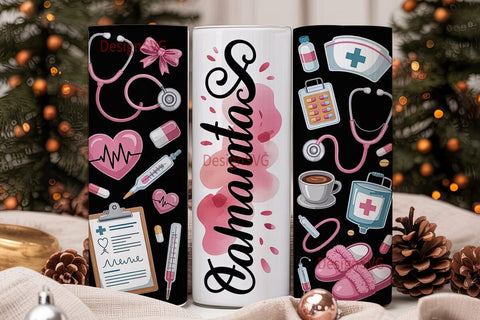 Personalized Nurse 20oz Tumbler Wrap Sublimation DesignSVG 