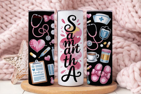 Personalized Nurse 20oz Tumbler Wrap Sublimation DesignSVG 
