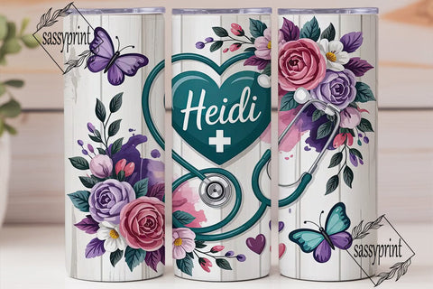 Personalized Nurse Heart Stethoscope PNG Sublimation sassyprint 