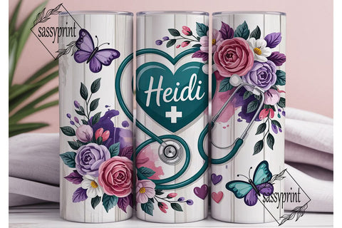 Personalized Nurse Heart Stethoscope PNG Sublimation sassyprint 