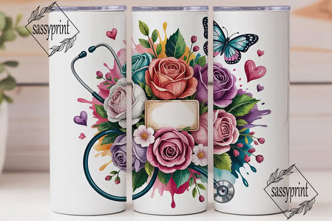 Personalized Nurse Stethoscope 20oz Tumbler Sublimation sassyprint 