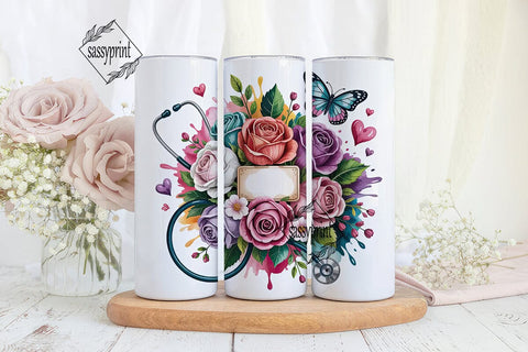 Personalized Nurse Stethoscope 20oz Tumbler Sublimation sassyprint 